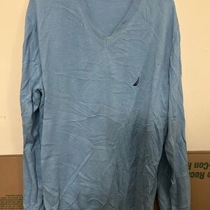 Nautica Blue V-Neck Sweater‎ Knit Casual